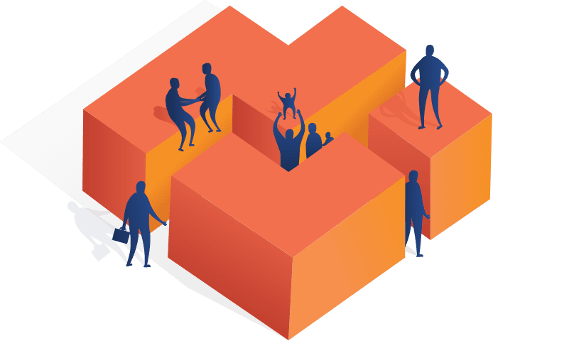 homepage_banner Orange heart graphic with human figures